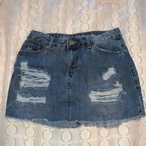 Distressed Jean Mini Skirt